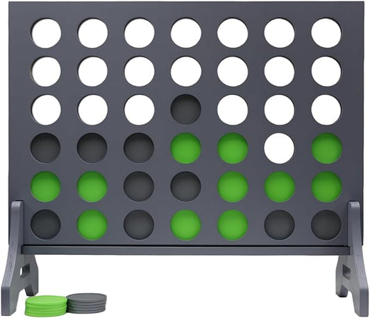 Tailgating Pros Premium Grey Giant Four in a Row with Carrying Case - Jumbo Oversized Outdoor Yard Game - Connect Multiple Pucks in a Row to Win - Many Puck Colors Available!