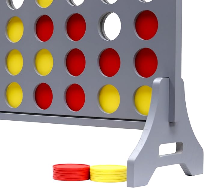 Tailgating Pros Premium Grey Giant Four in a Row with Carrying Case - Jumbo Oversized Outdoor Yard Game - Connect Multiple Pucks in a Row to Win - Many Puck Colors Available!
