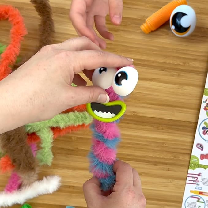 WeVeel TOOBLERZ Silly Monsterz Medium Set – 12-Piece Mix-and-Match Craft Kit for Kids – Includes Fuzzy Chenille Sticks, Fidget Tubes & Character Accessories – Creative Toy for Ages 6+