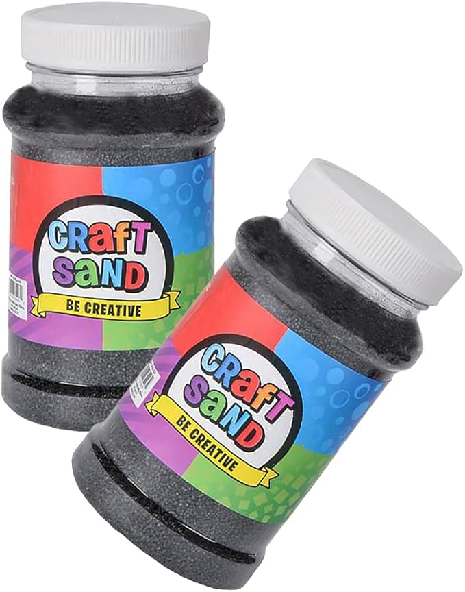 The Dreidel Company Craft Sand Art for Kids, Sand Play DIY Drawing, Messy Play, Sensory, Sand Decorations, 22 Oz, Red (3-Pack) (Black, 3-Pack)