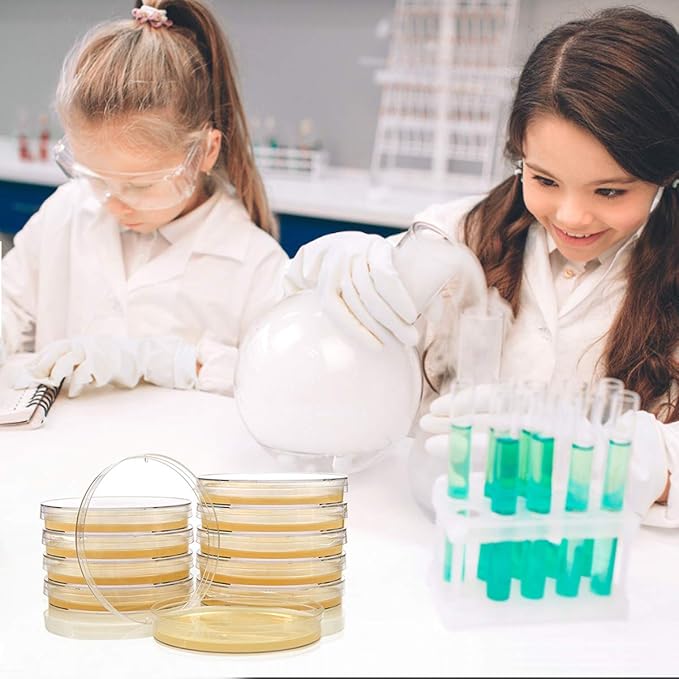 Bacteria Science Kit Petri Dishes with Agar and Swabs | Top Science Fair Project Bacteria Growing Kit | Prepoured LB-Agar Plates and Cotton Swabs | STEM for Kids Aged 6 7 8 9 10 Girls Boys Gifts