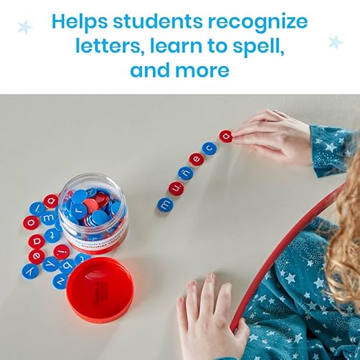 hand2mind Spanish Lowercase Alphabet Chips, Learning Letters for Spelling Practice, Plastic Alphabet Letters, Phonics Manipulatives, Learning Spanish for Kids, Spanish Classroom Must Haves