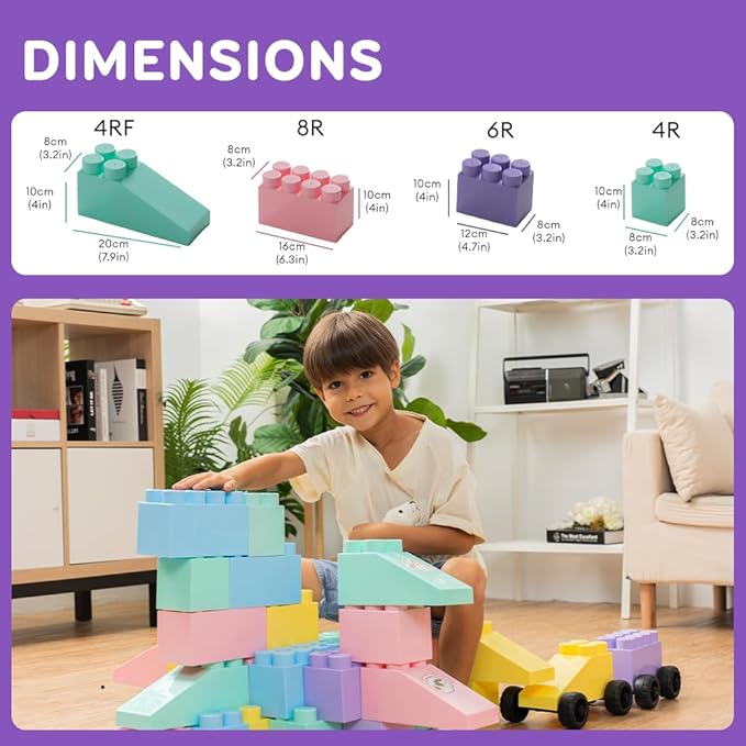 PLATPORTS Big Blocks - Big Jumbo Blocks - Large Building Blocks - Large Blocks - Giant Building Blocks - Jumbo Blocks - Big Blocks for Kids Ages 4-8