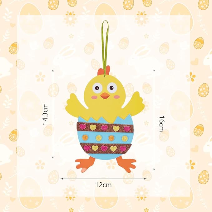 Fennoral 12 Pack Easter Craft for Kids - Make Your Own Easter Chick Foam Stickers Ornament DIY Arts and Crafts for Preschool Art Project Decoration