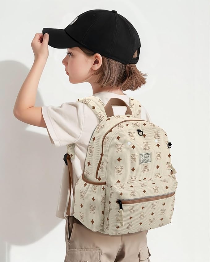 Corduroy Toddler Backpack for Boys & Girls 2-5: Cute Kids Preschool Backpack - 13.5" H Fit Folder