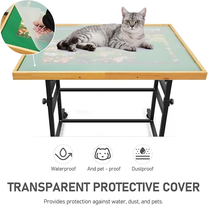 2000 Pieces Puzzle Table with Wheels, with Drawers and Cover, 40.16"x28.5" Adjustable Height & 45° Tilting, Puzzle Board for Adults
