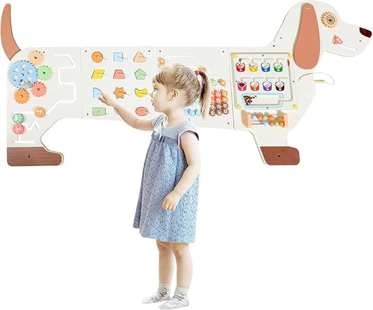 Sensory Board Toys for Kids: Montessori Interactive Educational Panels for Motor Skills - Activity Wall Furniture for Classrooms Daycares Playrooms - Dog Wall Toys for Autism