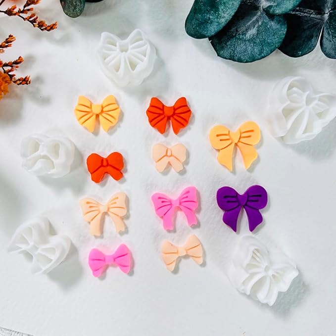 Polymer Clay Cutters Bow Set – 5PCS Cute Bow Clay Cutters for Polymer Clay Jewelry, Sweet Ribbon Clay Earring Cutters Shapes, DIY Clay Tools for Earrings, Charms and Crafts