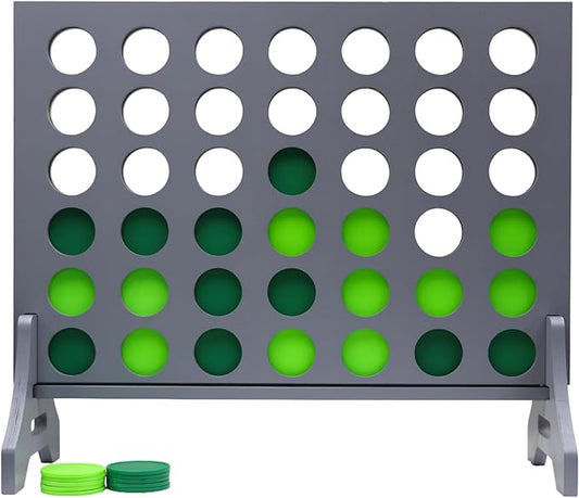 Tailgating Pros Premium Grey Giant Four in a Row with Carrying Case - Jumbo Oversized Outdoor Yard Game - Connect Multiple Pucks in a Row to Win - Many Puck Colors Available!