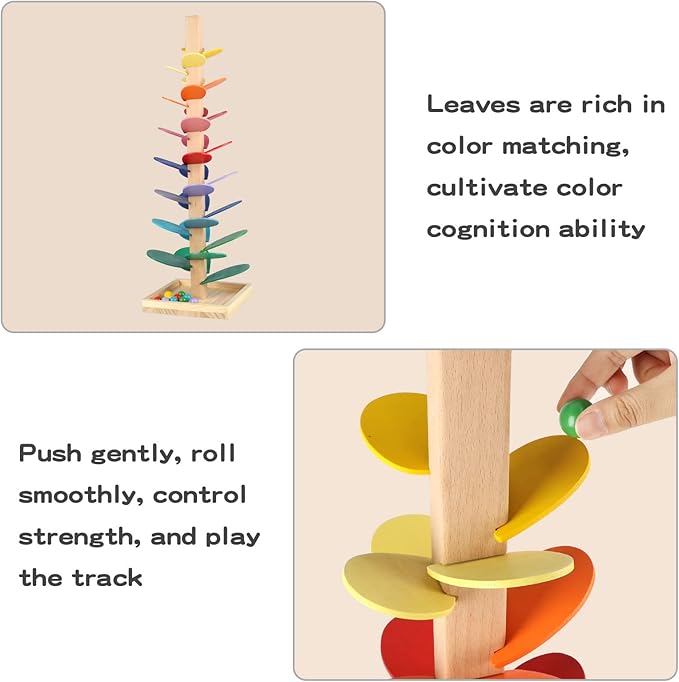 Wooden Music Tree Toy for Kids, Marble Ball Run Track Game for Toddlers, Marble Tree Educational Montessori Toy Boy Girl Gifts