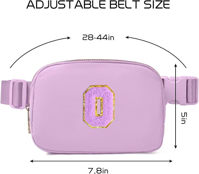 Gitus Gifts for 8 9 10 11 12 Year Old Girls Belt Bag Fanny Pack Crossbody Bags with Initial Letter Patch Cute Stuff Birthday Gifts for Teen Girls Women Personalized Trend Stuff (Lavender-O)