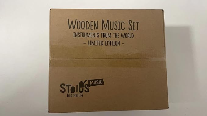 Stoie's Wooden Kids Musical Instruments for 3-9 Years Old, with Drum, Hand Bells, Flute, Maracas, Castanet, Tamburine, for Babies and Toddlers, Durable, Safe, Montessori Educational Toy, Storage Bag