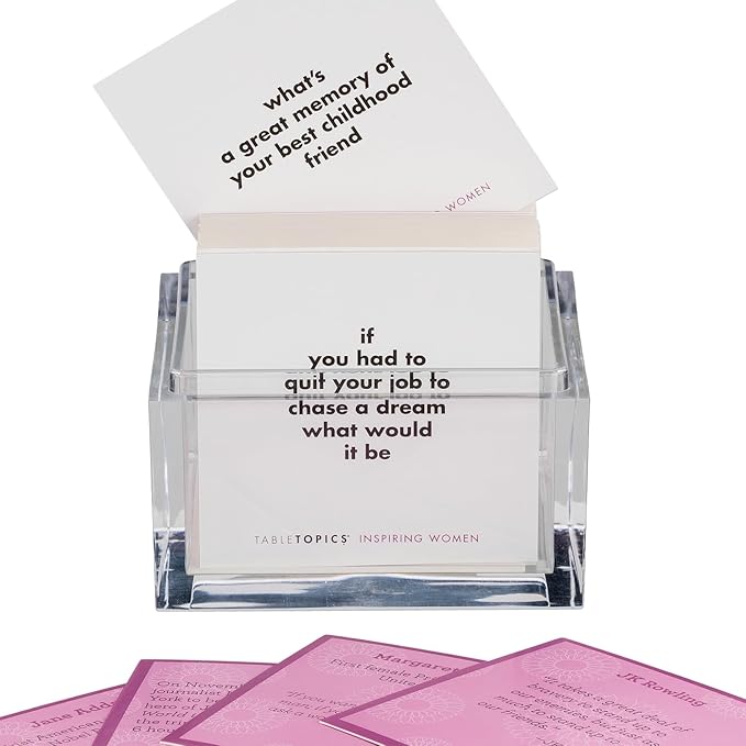 TableTopics Inspiring Women Question Card Game - 135 Conversation Starter Cards with Inspirational Quotes and Prompts for Discussions About Female Role Models, Perfect for Girls’ Nights