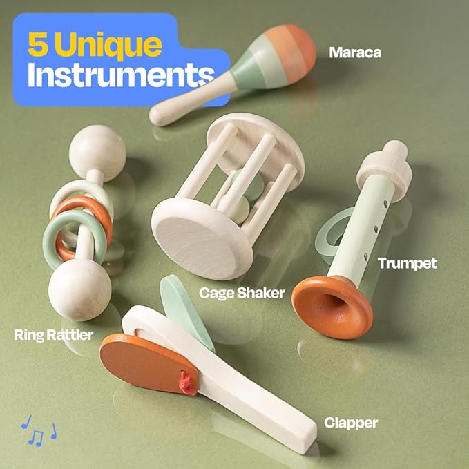 Musical Instruments Set - Montessori Music Toys - Musical Set for Toddlers - Montessori Toys - Toddler Musical Instruments - Montessori Musical Toy Set by Playfully