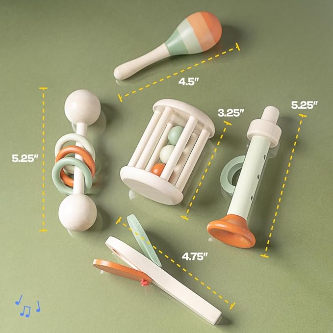 Musical Instruments Set - Montessori Music Toys - Musical Set for Toddlers - Montessori Toys - Toddler Musical Instruments - Montessori Musical Toy Set by Playfully