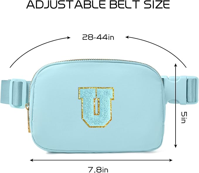 Gitus Gifts for 8 9 10 11 12 Year Old Girls Belt Bag Fanny Pack Crossbody Bags with Initial Letter Patch Cute Stuff Birthday Gifts for Teen Girls Women Personalized Trend Stuff (Icing Blue-U)