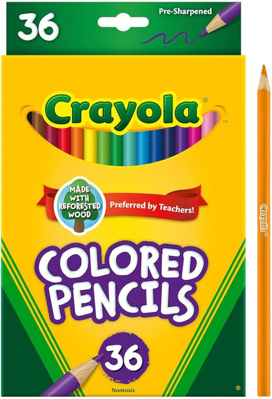 Crayola Colored Pencils (36ct), Kids Pencil Set, Back to School Essentials, Must Have Classroom Supplies for Kids, Pre-Sharpened Coloring Book Pencils, 3+