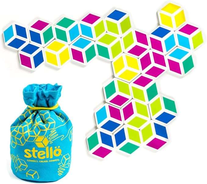 Mobi Stello Color Matching Game - Family Friendly Tile Matching Game, Colorful Plastic Tiles Learning Activities for Ages 5 and Up, 48 Tiles and More Than 5 Ways to Play for 1-4 Players