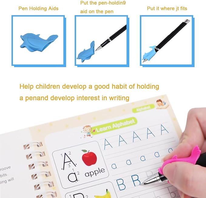 AALGO Magic Pens & Refills for Children's Magic Copybooks,Grooved Kids Book Disappearing Ink Pen for Tracing Books,Grooved Writing Books for Kids 3-5 (Metal Magic Pen, 20)