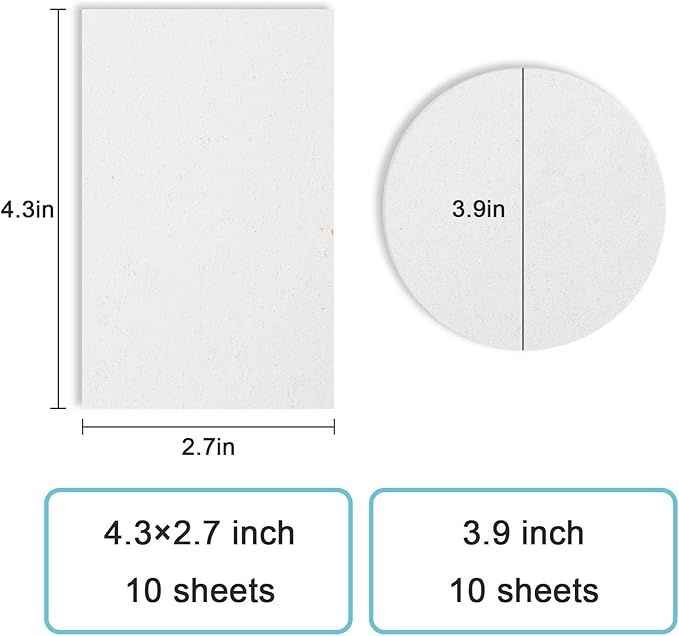 YFLLN Magic Foam Texture Papers, Puffy Texture Blank Painting Paper, 20pcs (10pcs Circle 3.93"x 3.93", 10pcs Square 4.33"x 2.75") for Acrylics Painting, Drawing, Coloring, Arts, Crafts, Doodling
