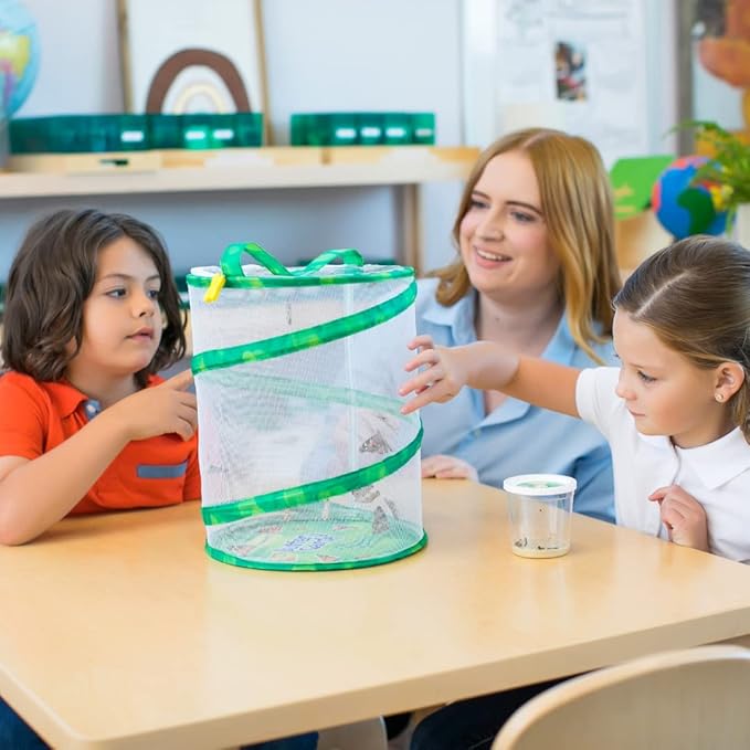 Butterfly Garden: Original Habitat and Two Live Cups of Caterpillars with Journal – Life Science & STEM Education – Butterfly Science Kit - Plus Butterfly Life Cycle Stages Figurines
