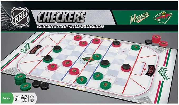 MasterPieces Family Game - NHL Minnesota Wild Checkers - Officially Licensed Board Game for Kids & Adults, 13" x 21"
