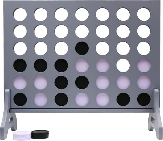 Tailgating Pros Premium Grey Giant Four in a Row with Carrying Case - Jumbo Oversized Outdoor Yard Game - Connect Multiple Pucks in a Row to Win - Many Puck Colors Available!