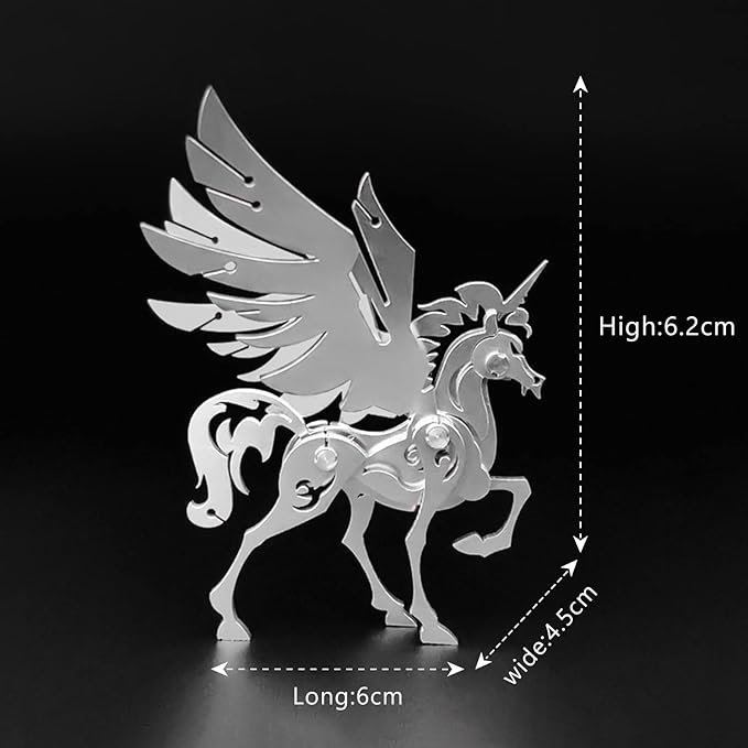 3D Metal Model Kits, Mechanical Small Unicorn 3D Metal Puzzle,Steel Divine Beast Series DIY Animal Brain Teasers Simple 3D Puzzles Home Decor Art Craft Gifts Toys for Adult