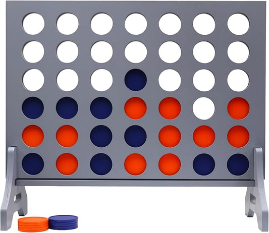 Tailgating Pros Premium Grey Giant Four in a Row with Carrying Case - Jumbo Oversized Outdoor Yard Game - Connect Multiple Pucks in a Row to Win - Many Puck Colors Available!