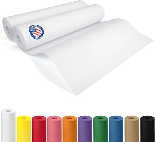 12" x 1200" (100 ft) White Kraft Paper Roll, Pack of 2 - USA-Made Quality Craft Paper for Gift Wrapping, Kids' Arts & Crafts, School Projects - 100% Recycled, 50 lb Natural Material by IDL Packaging