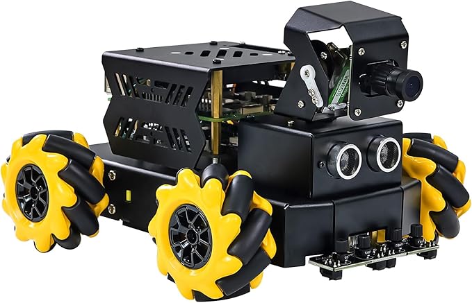 Yahboom Raspberry Pi 5 AI Vision ROS2 Robot, 360 Moving Electronic Robot Kit, Recognition, Tracking, Line Patrol, for Python Program Projects, ROS2 Ubuntu22.04 Pi 5 Official System