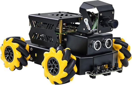 Yahboom Raspberry Pi 5 AI Vision ROS2 Robot, 360 Moving Electronic Robot Kit, Recognition, Tracking, Line Patrol, for Python Program Projects, ROS2 Ubuntu22.04 Pi 5 Official System