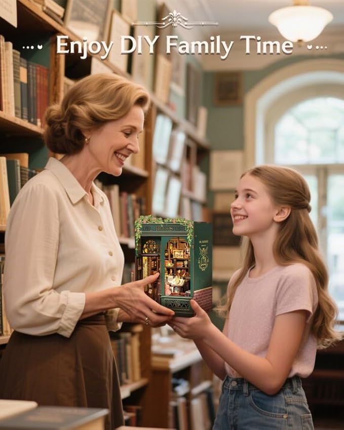 CUTEBEE Book Nook Kit, DIY Miniature House Kits for Adult and Teens, Dollhouse Mini Booknook House Bookshelf Decor, DIY Craft Gifts for Family and Friends（Owl Bookstore）