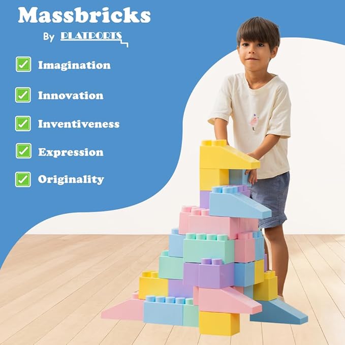 PLATPORTS Big Blocks - Big Jumbo Blocks - Large Building Blocks - Large Blocks - Giant Building Blocks - Jumbo Blocks - Big Blocks for Kids Ages 4-8
