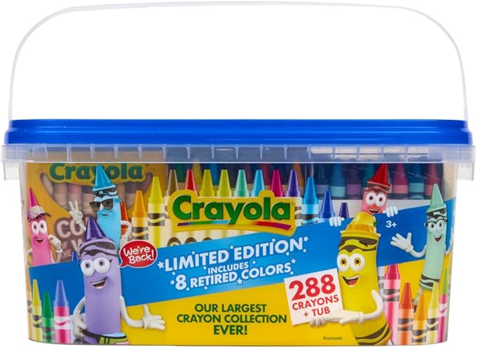 Crayola Crayon Tub - Limited Edition Colors (288ct), Bulk Crayons for Kids, Must Have Classroom Art Supplies for Preschool & Kindergarten, Bulk Classroom Essentials