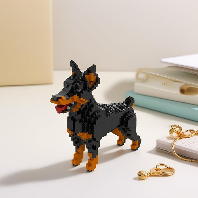 Larcele Micro Building Blocks Animal Set, DIY Mini 3D Building Toy Bricks,957 Pieces KLJM-05(Dobermann)