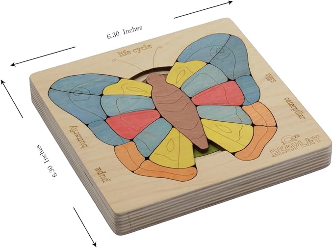 Life Cycle of A Butterfly | 31 Piece Wooden Multilayered Jigsaw Puzzles for Kids | Educational Toy and Gift for Boys & Girls 3 Years and Above