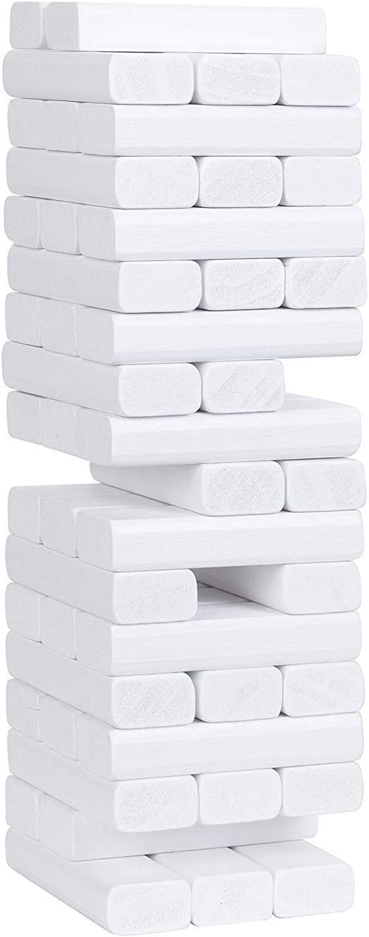 WE Games Wooden Block Stacking Party Game for Adults, Tumble Tower Wedding Guest Book Alternative, Tabletop Games, Includes Storage Case, 12 inches