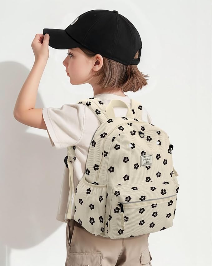 Corduroy Toddler Backpack for Boys and Girls 2-5: Preschool Cute Kids Backpack 13.5" H Fit Folder