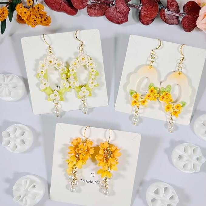 Polymer Clay Flower Petal Cutters – 8 Pcs Round Clay Cutters for 3D Floral Earrings, DIY Clay Tools for Polymer Clay Jewelry Making