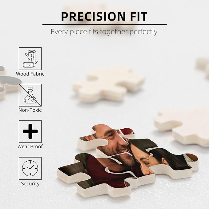 Custom Wooden Jigsaw Puzzles - 120/200/300/500/1000/1500 Piece Photo Gift Sets for Adults & Kids - Pet, Wedding, Family Memory Keepsake