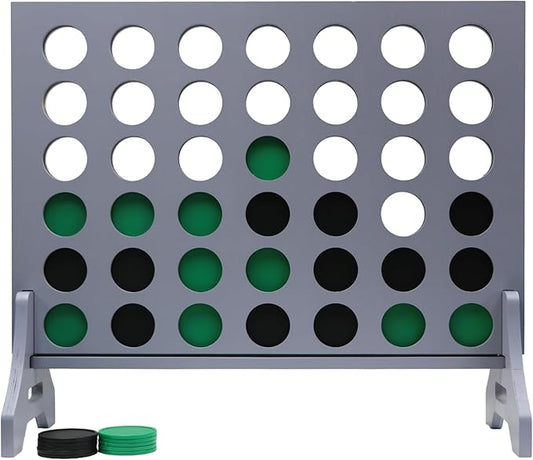 Tailgating Pros Premium Grey Giant Four in a Row with Carrying Case - Jumbo Oversized Outdoor Yard Game - Connect Multiple Pucks in a Row to Win - Many Puck Colors Available!