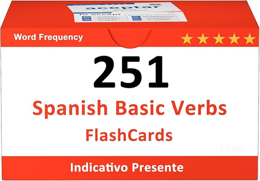 251 Spanish Verb Conjugation Presente Indicativo Flash Cards - Learn Spanish for Adults Flashcards