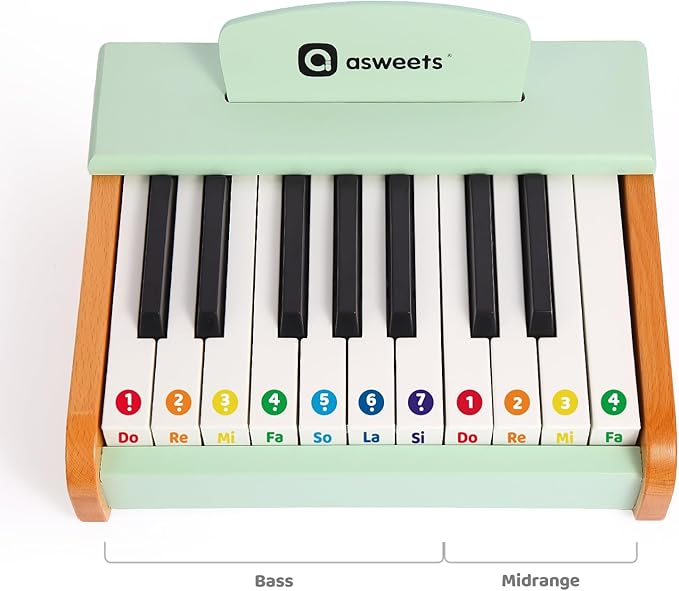 Asweets 18 Keys Piano Keyboard for Kids, Toddler Music Educational Instrument Toy, Wooden Piano for Toddlers Girls & Boys (Green)