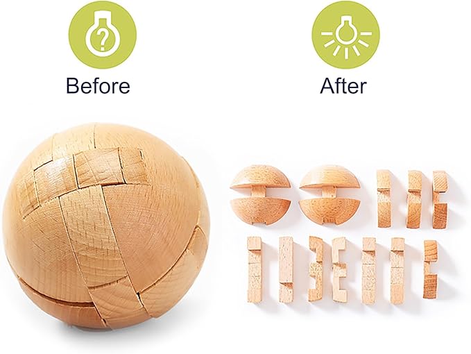 FantasyDay 9pcs Wooden Brain Teaser Puzzles, Interlocking Games for IQ Test, Intellectual 3D Assembling Educational Toy Set for Teens and Adults(9 Puzzle Set#D04)