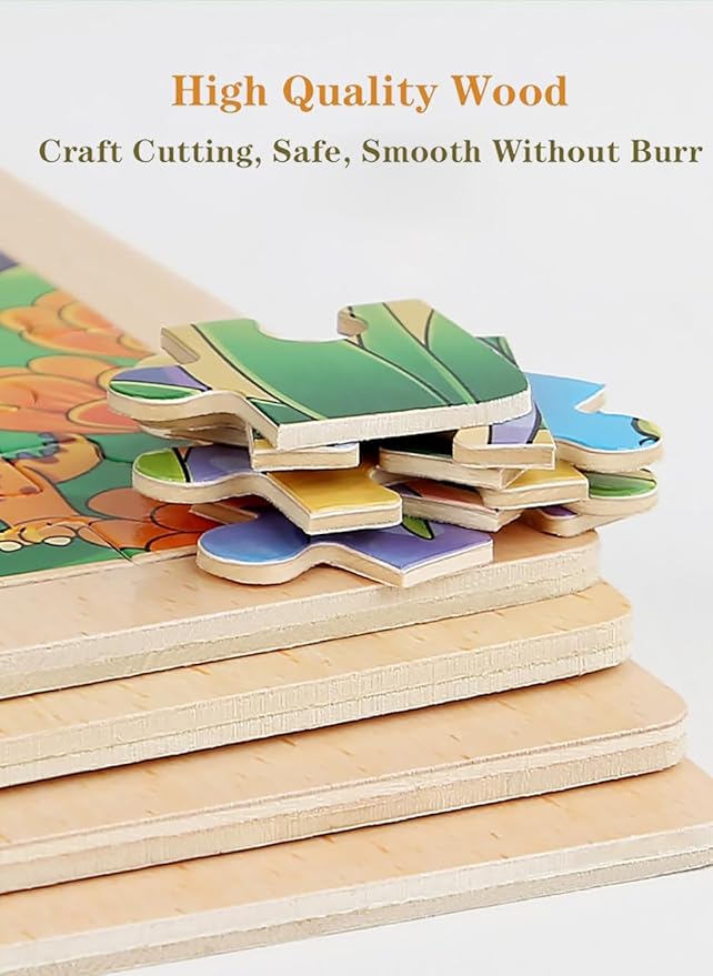 4 Sets of Wooden Puzzles, Each Set has 24 Pieces, Including Castle Unicorn Princess, for Toddlers 3-5, Puzzles for Kids Ages 4-6, Preschool Educational Brain Teaser Toys for Girls 3 4 5 6 Years Old.