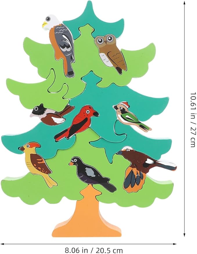 TOYANDONA 1 Set of Baby 3D Jigsaw Puzzle Wooden Tree Bird Shaped Montessori Toy Educational Preschool Learning Toys for Infant Toddlers Boys Girls