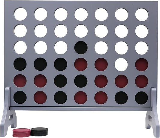 Tailgating Pros Premium Grey Giant Four in a Row with Carrying Case - Jumbo Oversized Outdoor Yard Game - Connect Multiple Pucks in a Row to Win - Many Puck Colors Available!