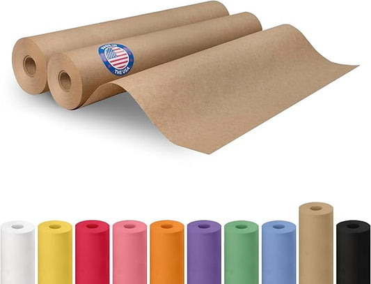 Brown Kraft Paper Roll 18" x 2160" (180 feet), Pack of 2 - USA-Made Brown Paper 30lb Thickness for Packing, Moving, Shipping, Crafts/Arts - 100% Recycled Natural Wrapping Material by IDL Packaging