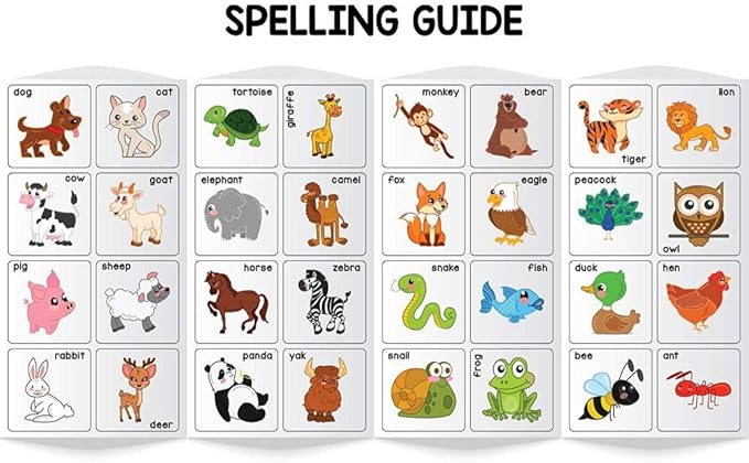 Magnetic Preschool learning Toys for Toddlers Aged 3 4 5 6 Years Old Learn to Spell Animals|104 Magnet Pieces-32 Picture & 72 Letters with Magnet Board & Spelling Game Guide|Educational Toy for Kids